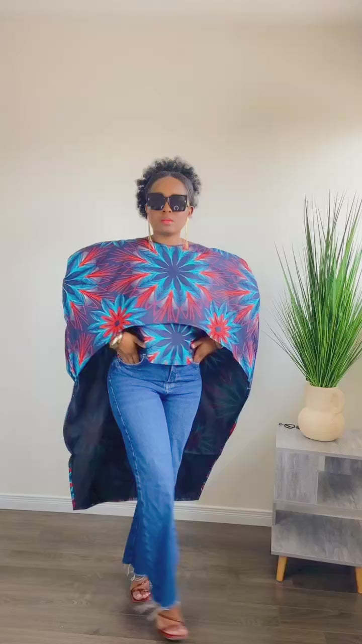 RAFALE ROYAL AFRICAN PRINT TOP