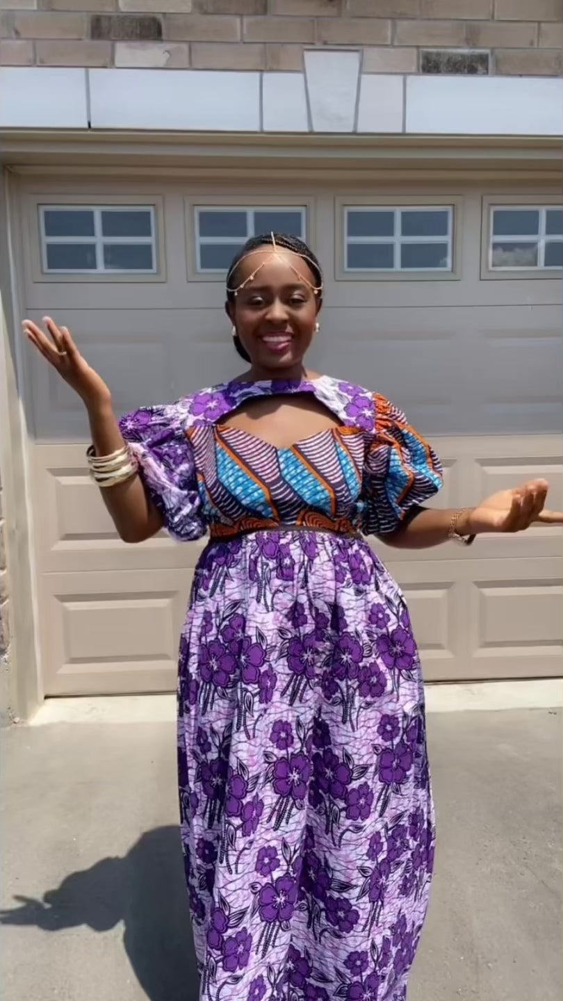 LILA AFRICAN MAXI LONG PURPLE DRESS